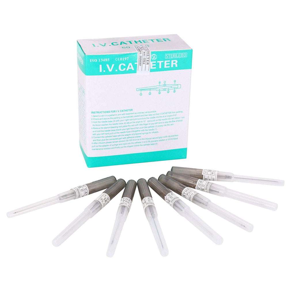 Piercing Needles 16G 50pcs with tip protection sleeve for safe handling.