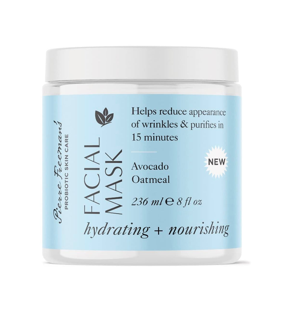 Pierre Freeman's Hydrating Mask jar shows creamy texture for nourished skin