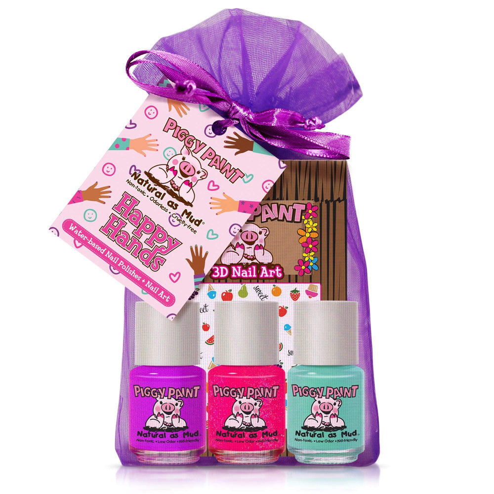 Piggy Paint Happy Hands Set bottle shows vibrant non toxic polish for kids