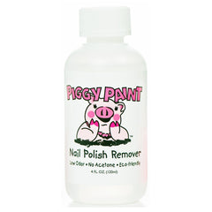 Piggy Paint nail polish remover 4oz bottle, acetone-free and gentle for nails and cuticles.