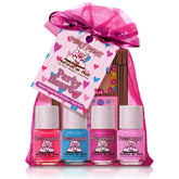 Piggy Paint Party Heart-y Gift Set with four polishes and playful nail art for kids' creativity.