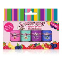 Piggy Paint Scented Fruit Fairy 4-pack box highlights safe, non-toxic nail colors for kids