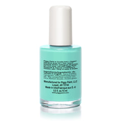 Piggy Paint Sea Ya Later seafoam green polish on a swatch demonstrates non-toxic color.