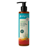Pilgrim Tea Tree Shampoo bottle highlighting anti-dandruff formula for all hair types.