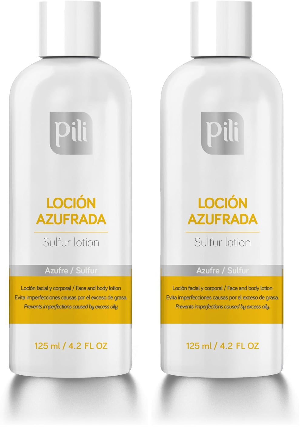 Pili Natural Pili Sulfur Lotion bottle front for oil control.
