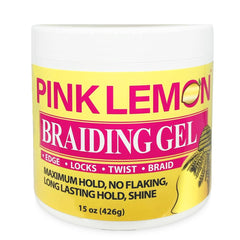 PINK LEMON Braiding Gel bottle (15 oz) ready for maximum hold on all hair types.
