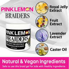 PINK LEMON Braiding Gel applied to braid for reliable hold