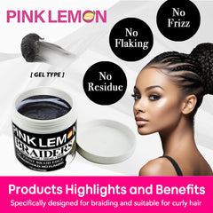 PINK LEMON Braiding Gel on hair with a glossy, high shine finish