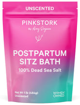 Pink Stork Postpartum Sitz Bath Soak with Dead Sea magnesium for perineal relief after delivery.