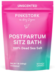 Pink Stork Postpartum Sitz Bath Soak with Dead Sea magnesium for perineal relief after delivery.