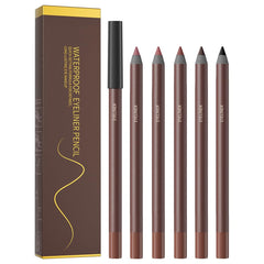 Pinkiou five-color eyeliner set packaging highlights versatile shades for day to night looks.