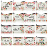 Pinkunn flower canvas makeup bag with zipper for travel and daily cosmetics.