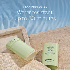 Pipette mineral sunscreen stick twist mechanism shown for on-the-go touch-ups