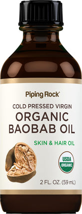 Piping Rock Baobab Oil bottle pour for easy daily application on skin and hair