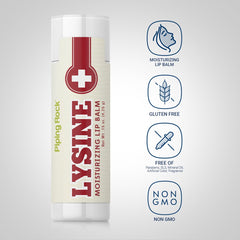 Piping Rock Lysine Lip Balm Stick close-up shows smooth, creamy glide.
