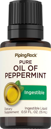 Piping Rock Peppermint Oil bottle with dropper for convenient drops.
