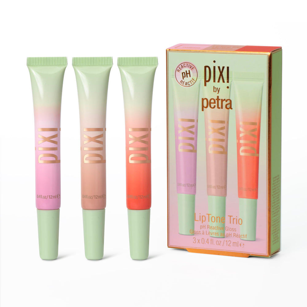 Pixi LipTone Trio Naturals Prettiness swatch on lips showing personalized shine