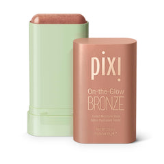Pixi On-the-Glow Bronze stick application on cheeks and lips for quick tint