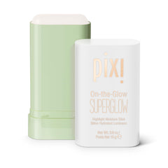 Pixi On-the-Glow SuperGlow IcePearl cheekbone swatch highlights natural radiance with hydrating glow.