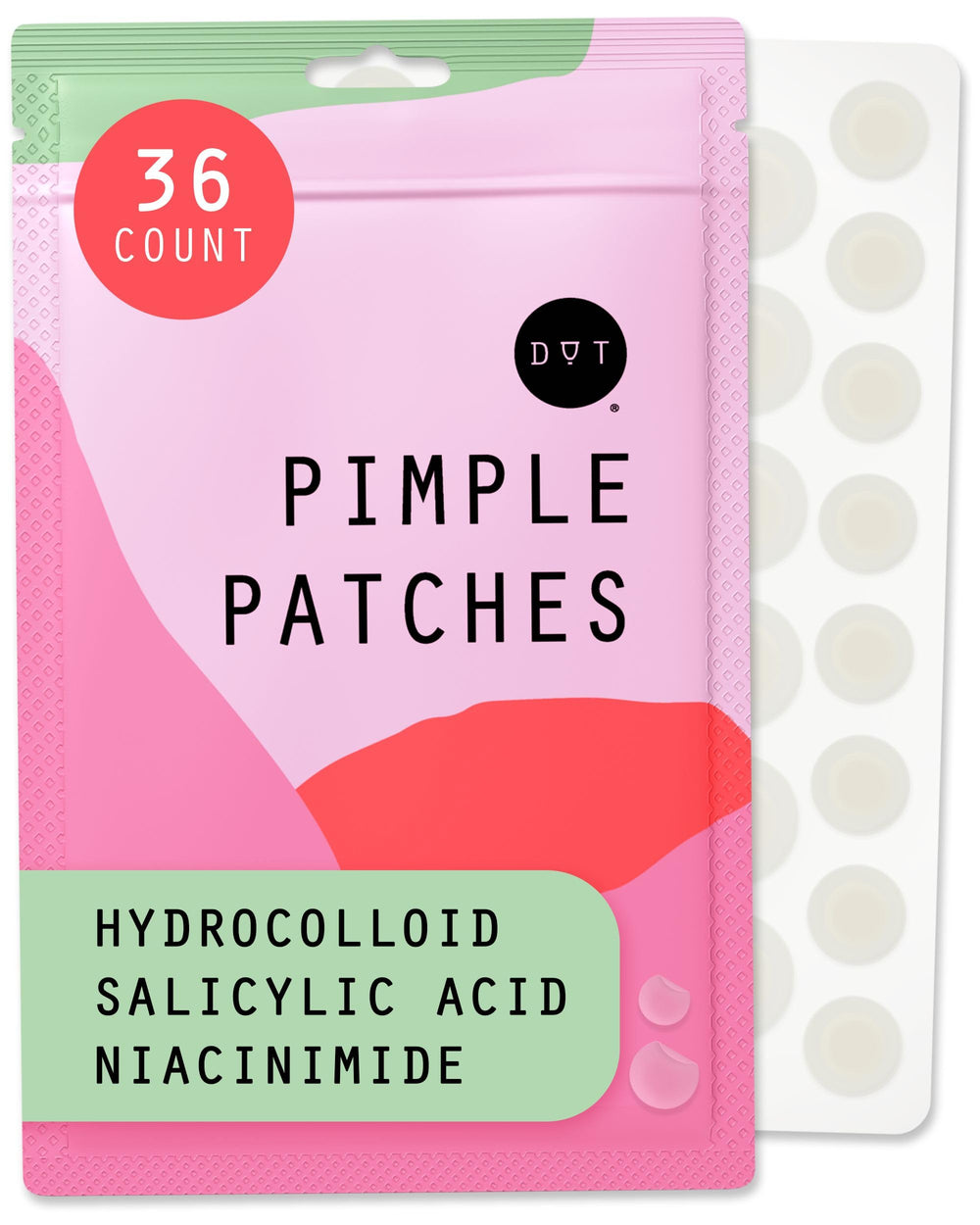 Pixie Cup Dot packaging box showing 36 patches for discreet blemish coverage