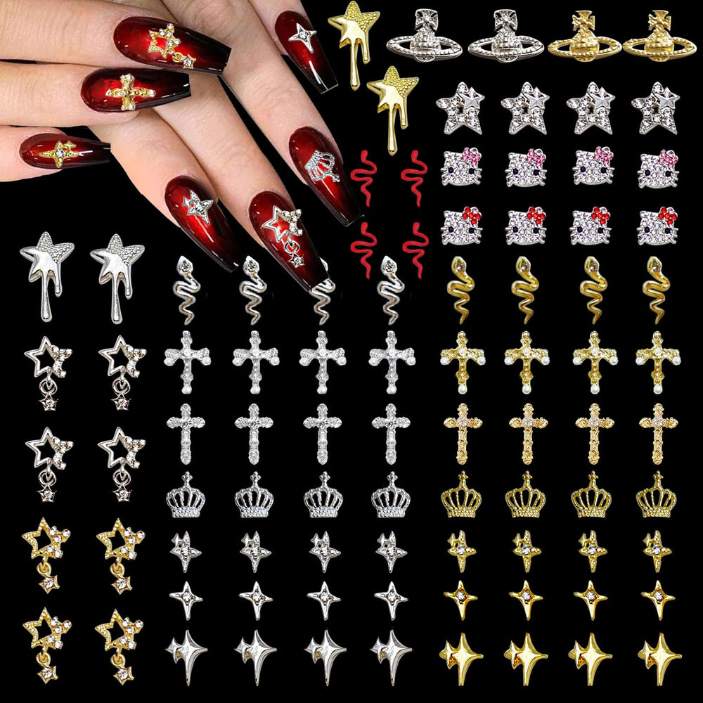PIYAFU 88pcs nail charms multi-styles for versatile DIY nail art