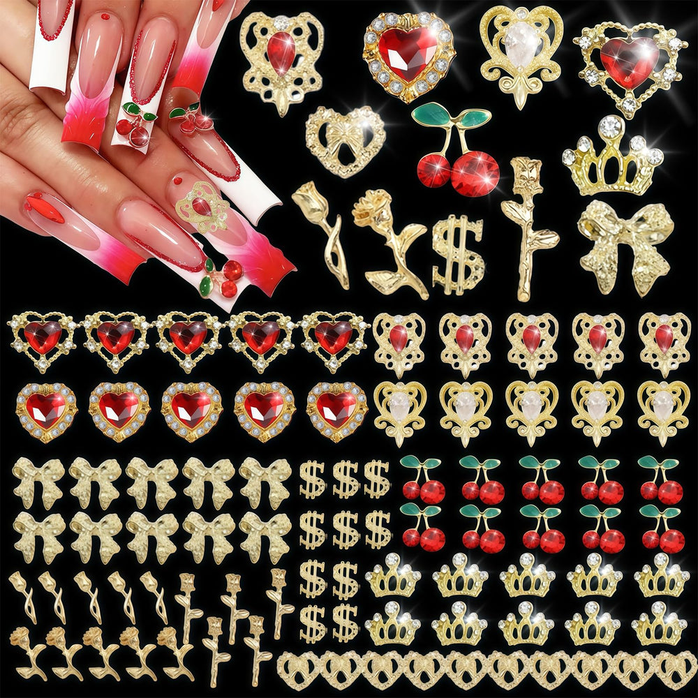 Pizadix heart rhinestones nail charms for sparkling daily manicures.