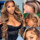Pizazz Honey Blonde lace front wig, long length, natural movement.