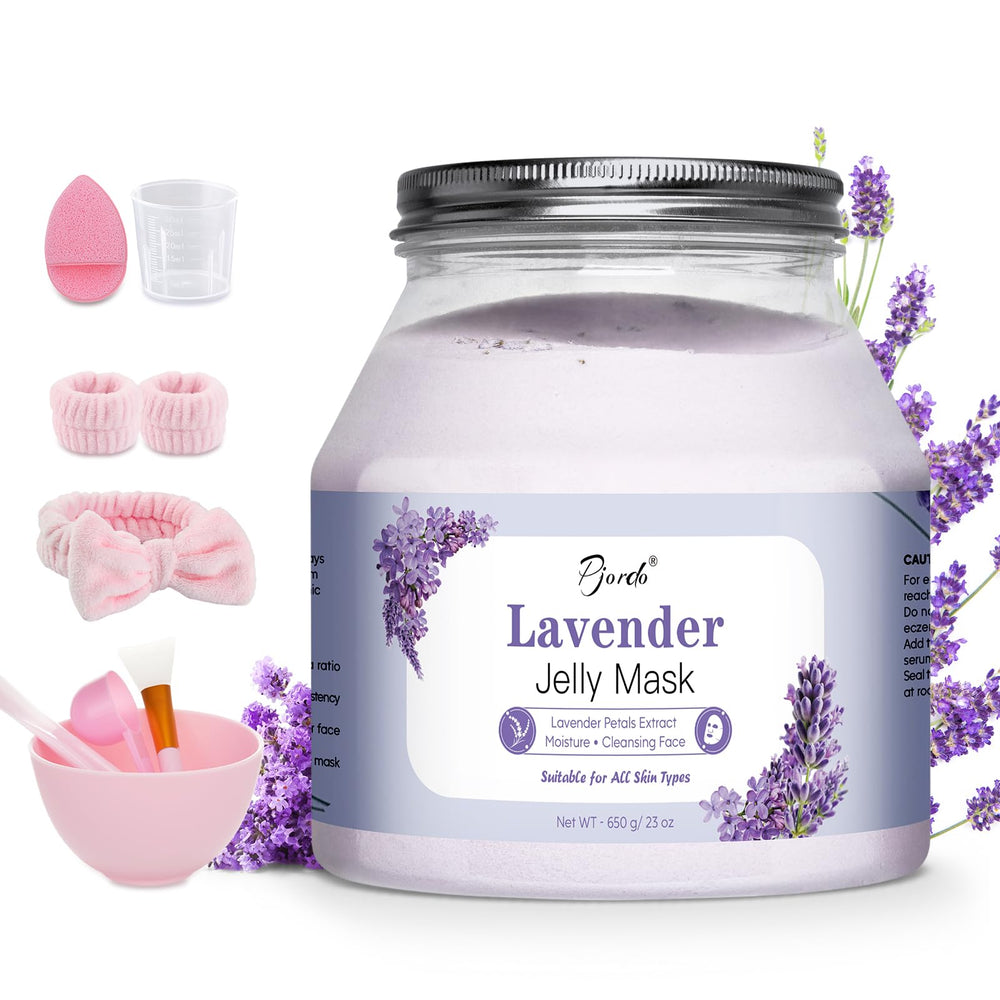 Pjordo lavender jelly mask powder set ready for at-home spa ritual