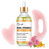 Pjordo Vitamin E Rose Oil bottle close-up for hydration and glow
