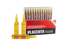 Placenta Placo ampoules for revitalizing scalp care and hair nourishment.