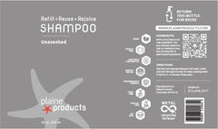 Plaine Products refill bottle with pump showing sustainable, sulfate-free cleansing.