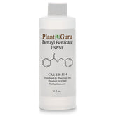 Plant Guru Benzyl Benzoate liquid bottle, versatile base for fragrance formulations.