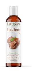 Plant Guru Hazelnut Oil 4 oz bottle, pure and natural for skin hydration.