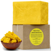Plant Guru Raw African Shea Butter bulk block; vibrant yellow texture ideal for daily moisturization.