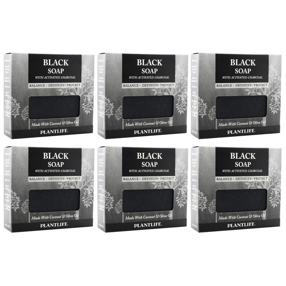 Plantlife Black 6-Pack Bar Soap packaging shows gift-ready presentation.