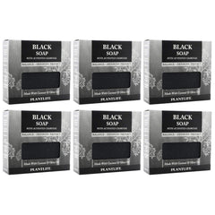 Plantlife Black 6-Pack Bar Soap packaging shows gift-ready presentation.