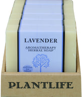 Plantlife Lavender 6-pack Bar Soap close-up on lavender petals for a moisturizing cleanse.
