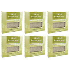 Plantlife vegan hemp 6-pack soap bar front view highlighting gentle exfoliation and moisture.