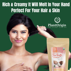 PLANTORIGIN Shea Butter hand-melt demonstrates easy application on the skin.