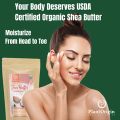 PLANTORIGIN Shea Butter texture close-up showcases creamy richness for skincare.