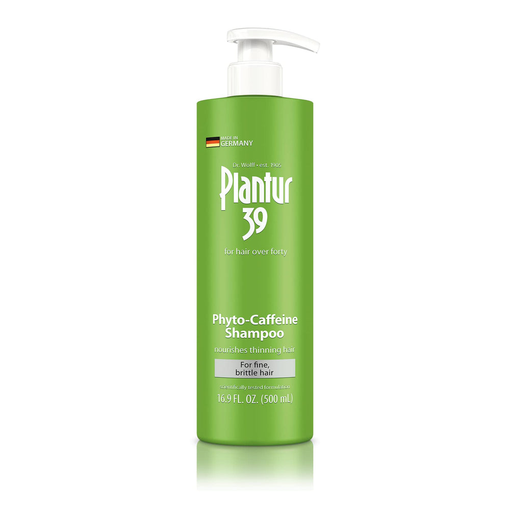 Plantur 39 shampoo bottle close-up for scalp cleansing of fine hair