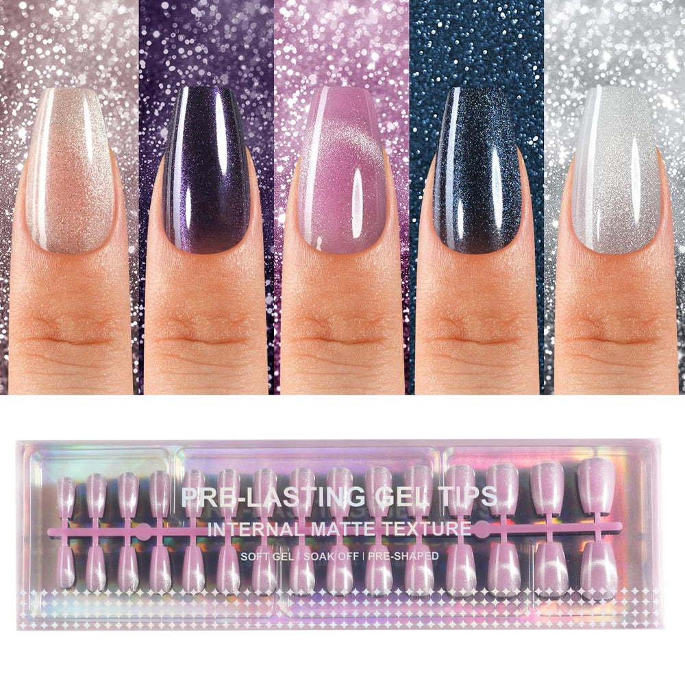 Plauva cat eye nails 150pcs set for versatile at-home manicures.