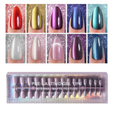 Plauva cat eye nails pack with glossy almond tips for at-home manicure