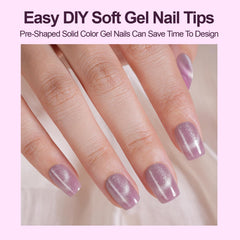 Plauva soft gel nail tips in short square shape for comfortable wear.