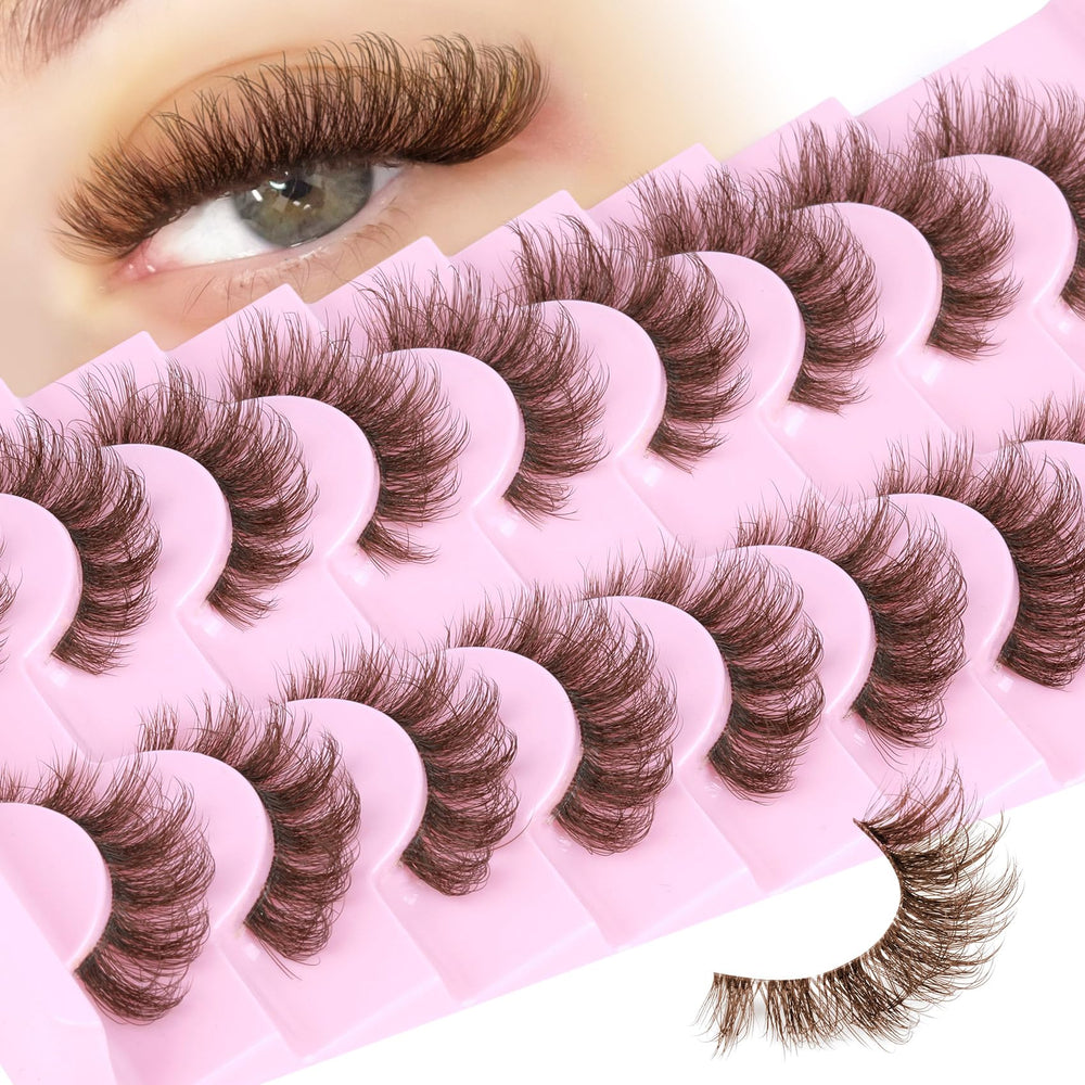 Pleell brown lashes natural-look 6D wispy for subtle daytime drama.