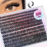 Pleell lash clusters on tray show 6D fluffy effect for voluminous eyes.