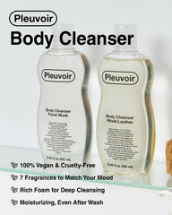 Pleuvoir Hinoki Leather foam close-up showing rich moisturizing lather