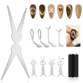 Plman cat eye magnet set with scissor-shaped guide for precise at-home nail art.