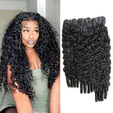 PNKHB Burmese Curly Bundles 18-inch natural black hair with soft, fuller look.
