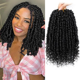 Pofworld 9-pack Passion Twist crochet hair 10 inch, 1B, ready for quick, stylish protective styling.